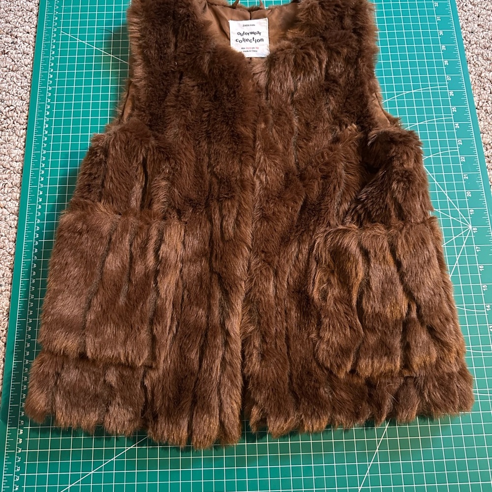 Zara Brown Faux Fur Vest - Kids Outerwear